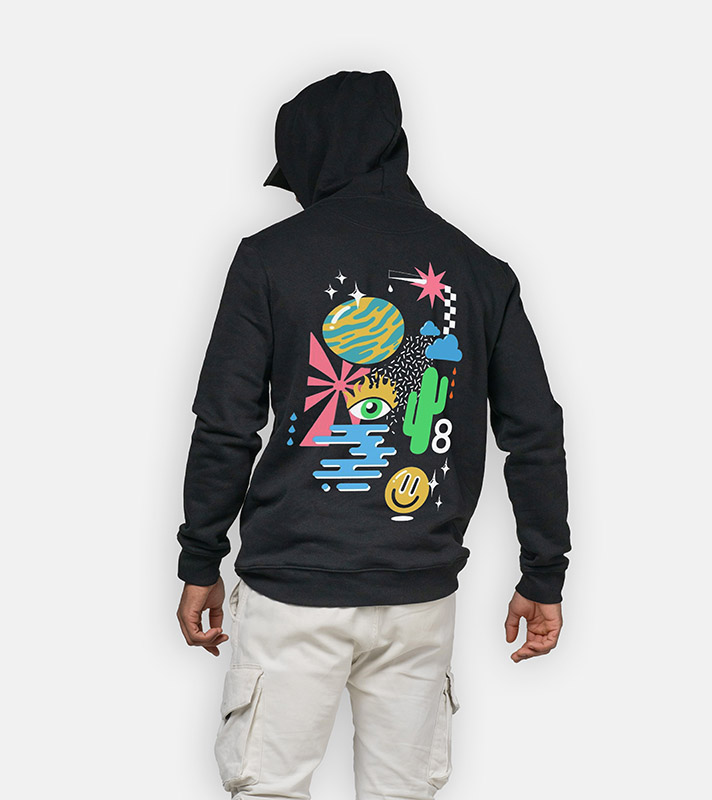 Evie dessine - cactus - vintage - sweat - noir - bleu marine - Evie Dessine x BBB BreizhShop